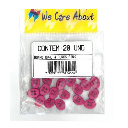 Botão Oval 4 Furos Pink (20 un.)