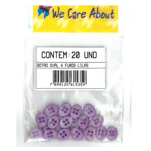 Botão Oval 4 Furos Lilás (20 un.)