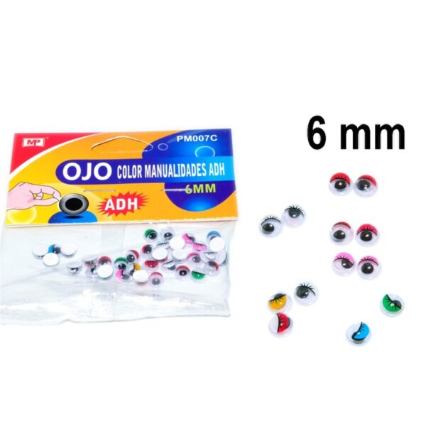 Olhos Coloridos Redondos Adesivo 6mm