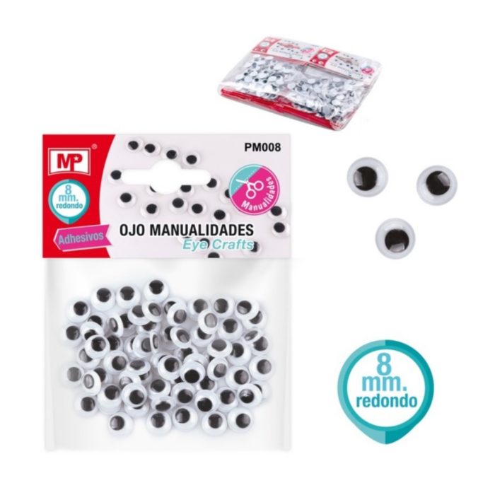 Olhos Redondos Pack Adesivo 8mm