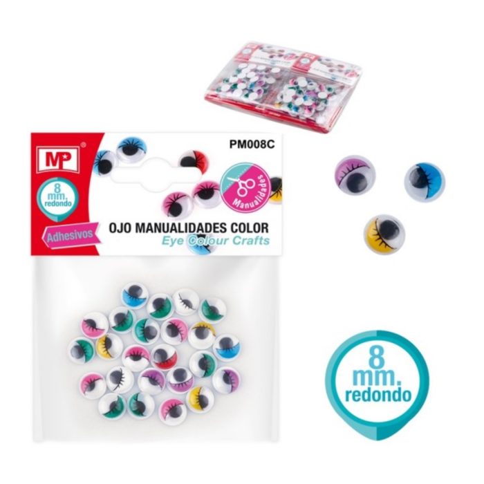 Olhos Coloridos Redondos Adesivo 8mm