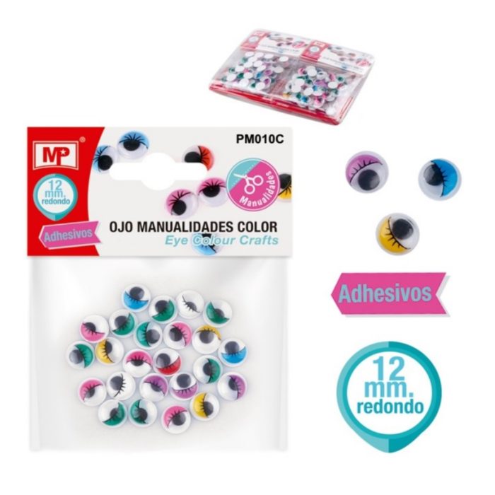 Olhos Coloridos Redondos Adesivo 12mm