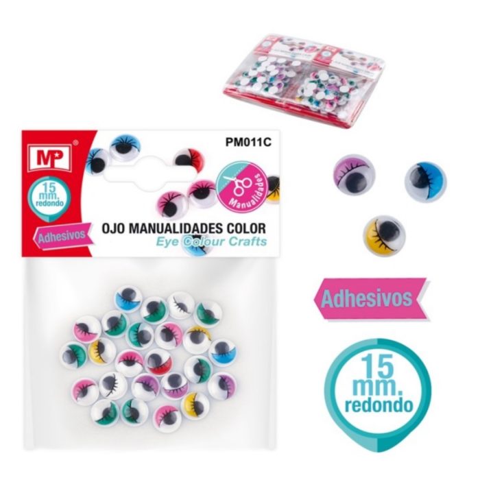 Olhos Coloridos Redondos Adesivo 15mm