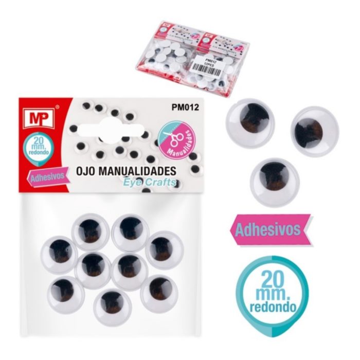 Olhos Redondos Pack Adesivo 20mm