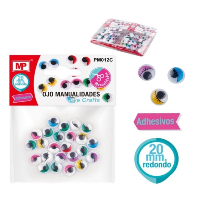 Olhos Coloridos Redondos Adesivo 20mm