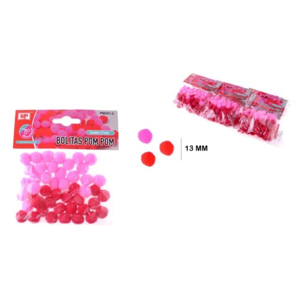 Pompom Vermelho e Rosa 13mm (50 un.)