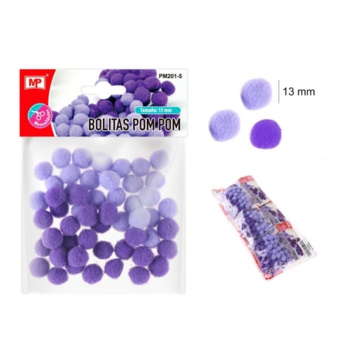 Pompom Lilás e Roxo 13mm (50 un.)