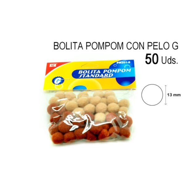 Pompom Castanho e Bege 13mm (50 un.)