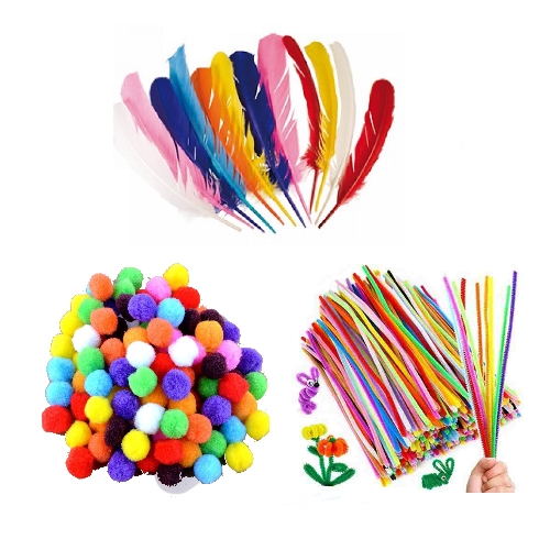 Penas - Pompons - Chenille - Olhos