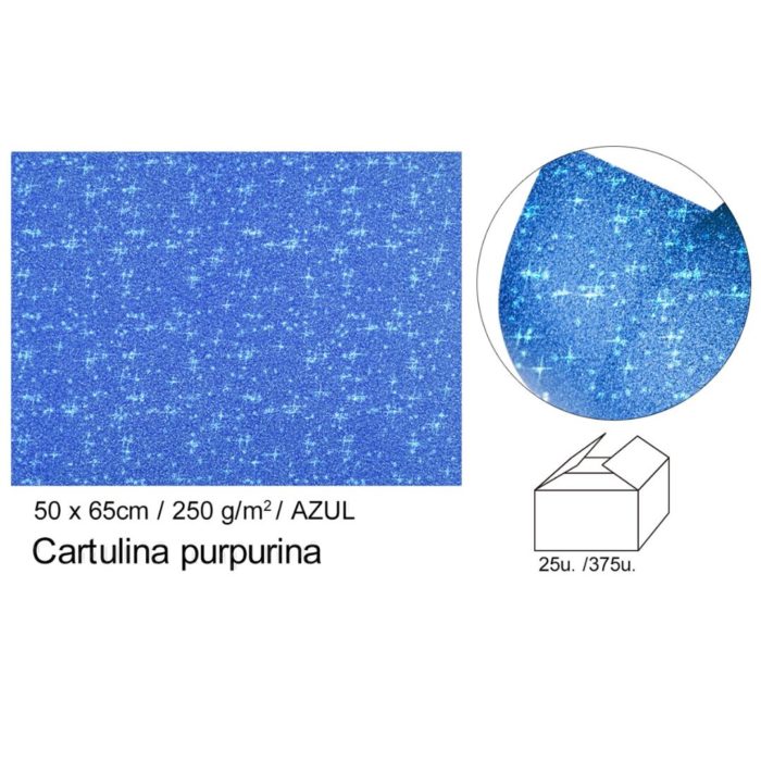 Cartolina Purpurina Azul 50x65 250gr.