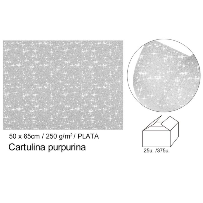 Cartolina Purpurina Prata 50x65 250gr.