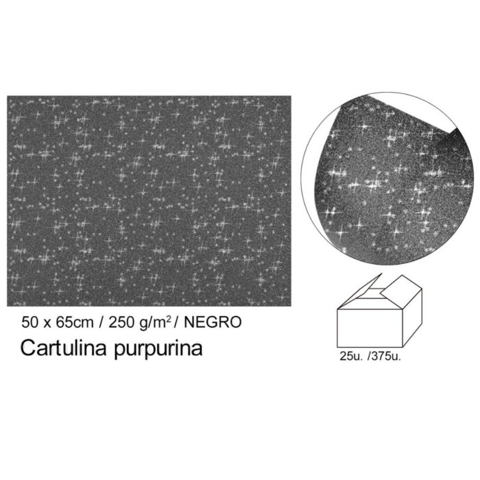 Cartolina Purpurina Preto 50x65 250gr.