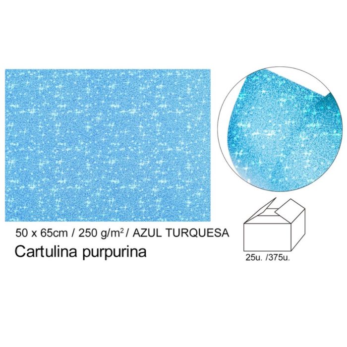 Cartolina Purpurina Turquesa 50x65 250gr.