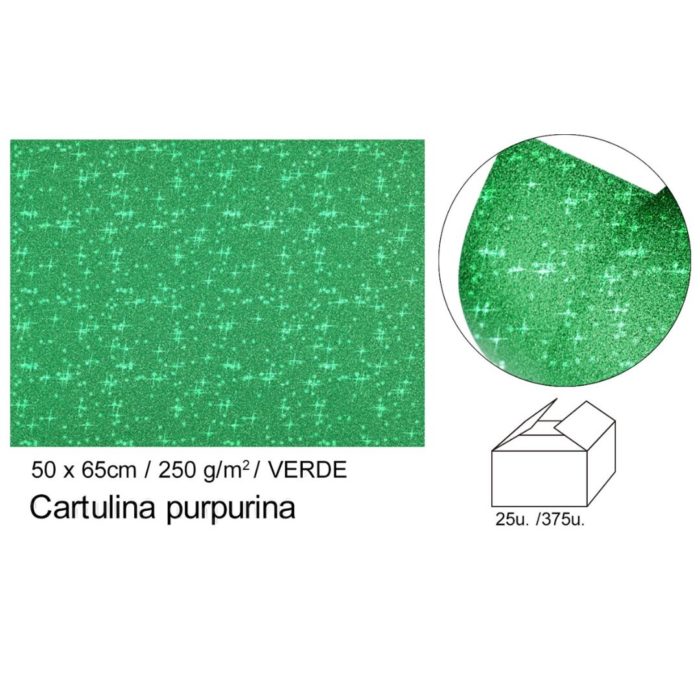 Cartolina Purpurina Verde 50x65 250gr.