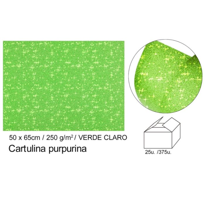 Cartolina Purpurina Verde Claro 50x65 250gr.