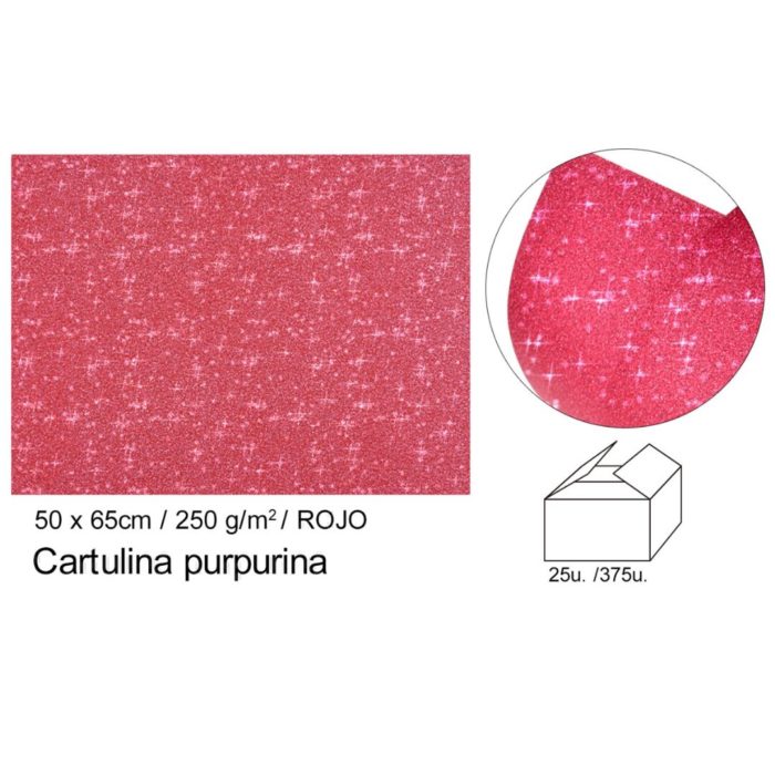 Cartolina Purpurina Vermelho 50x65 250gr.