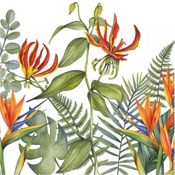 Guardanapo 33x33 Tropical Flowers White