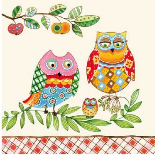Guardanapo 33x33 Family Owl