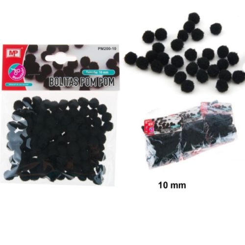 Pompom Preto 10mm