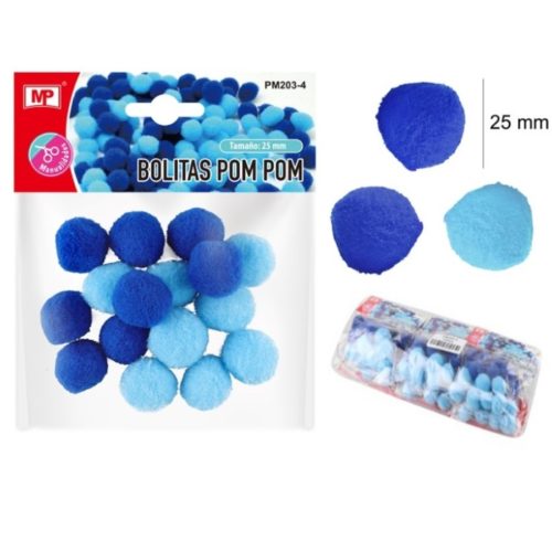 Pompom Azul/Azul Claro 25mm