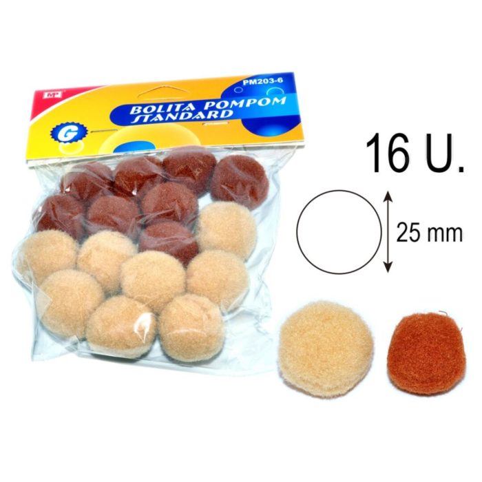 Pompom Castanho/Bege 25mm