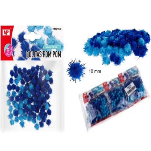 Pompom Purpurina Azul Claro/Escuro 10mm
