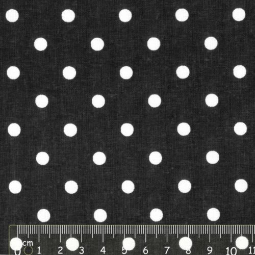 Tecido 100% Algodão Bolas Branco Fundo Preto 1,40Mts.
