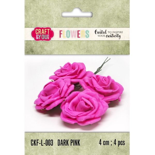 Aplicação Flor Dark Pink 40mm (4 un.)