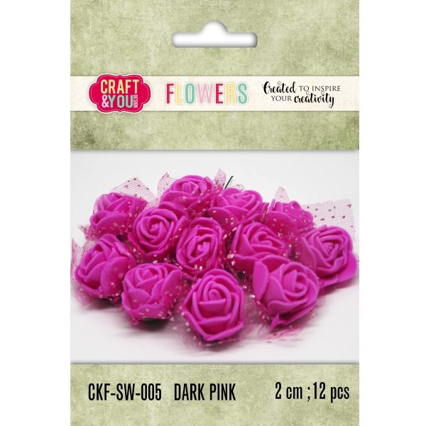 Aplicação Flor Dark Pink 20mm (12 un.)