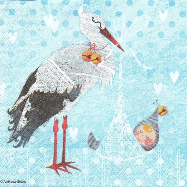 Guardanapos Cegonha Menino 33x33