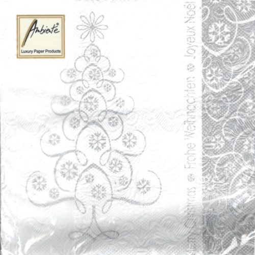 Guardanapos Snow Crystals Tree Silver 33x33