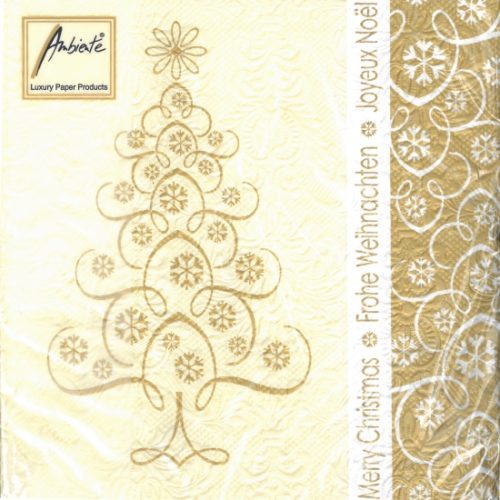 Guardanapos Snow Crystals Tree Gold 33x33