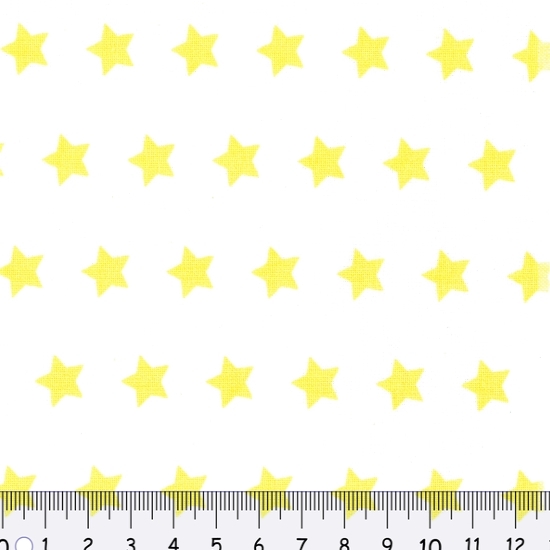 Tecido 100% Algodão Estrelas Amarelo Fundo Branco 1,40 Mt