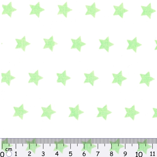 Tecido 100% Algodão Estrelas Verde Fundo Branco 1,40 Mt