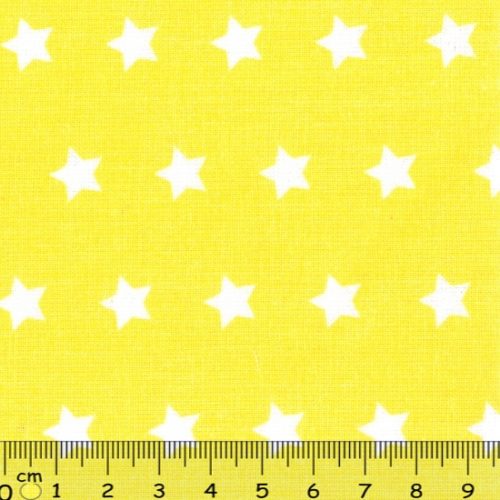 Tecido 100% Algodão Estrelas Branco Fundo Amarelo 1,40 Mt