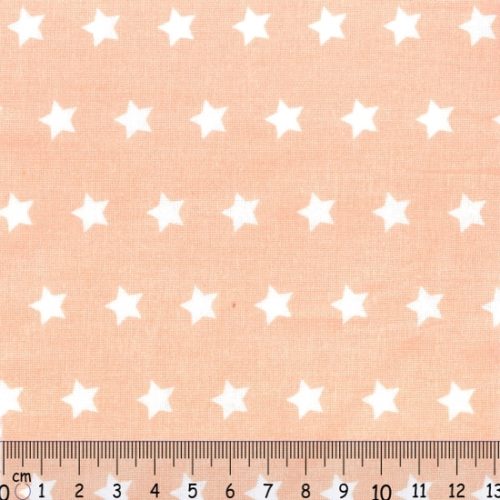 Tecido 100% Algodão Estrelas Branco Fundo Salmão 1,40 Mt