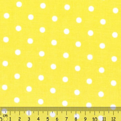 Tecido 100% Algodão Bolas Branco Fundo Amarelo 1,40Mts.
