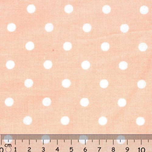 Tecido 100% Algodão Bolas Branco Fundo Salmão 1,40Mt