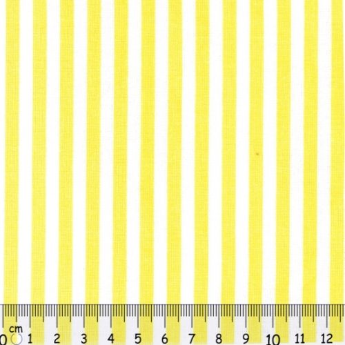 Tecido 100% Algodão Riscas Branco e Amarelo 1,40Mt