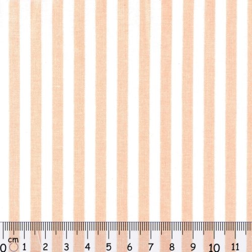 Tecido 100% Algodão Riscas Branco e Salmão 1,40Mt