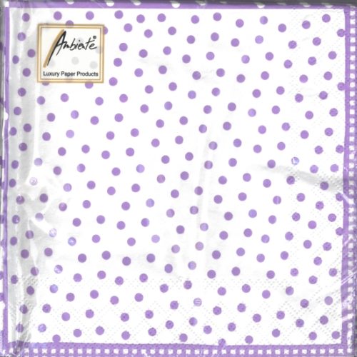 Guardanapos Bolas Branco e Lilás 33x33