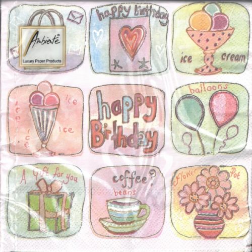 Guardanapos Aniversário Rosa 33x33