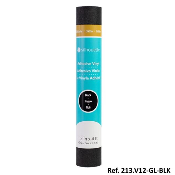 Rolo de Vinil Preto Glitter 0.305x1.83Mt.