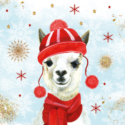 Guardanapo Winter Lama 33x33