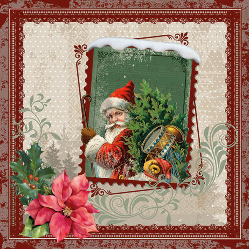 Guardanapo Santa Stamp 33x33