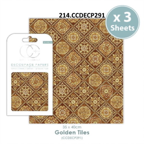 Papel Decoupage Gold Tiles
