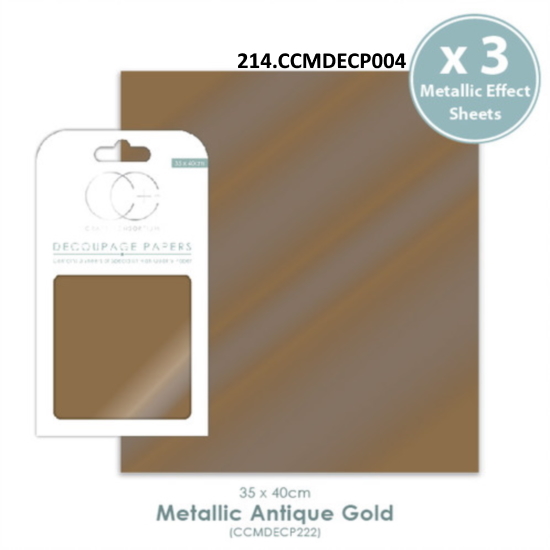 Papel Decoupage Metallic Antique Gold