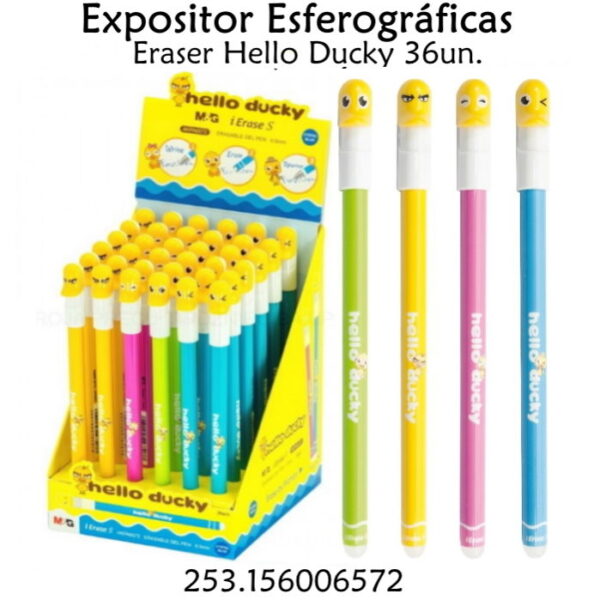 Expositor Esferográficas Eraser Hello Ducky  36un.