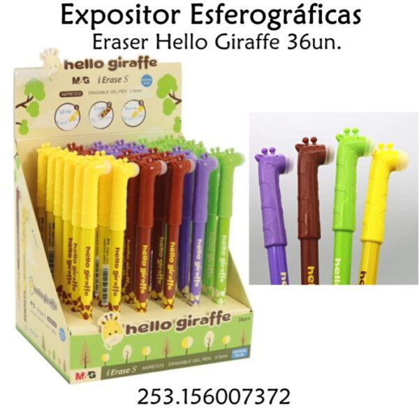 Expositor Esferográficas Eraser Hello Giraffe  36un.
