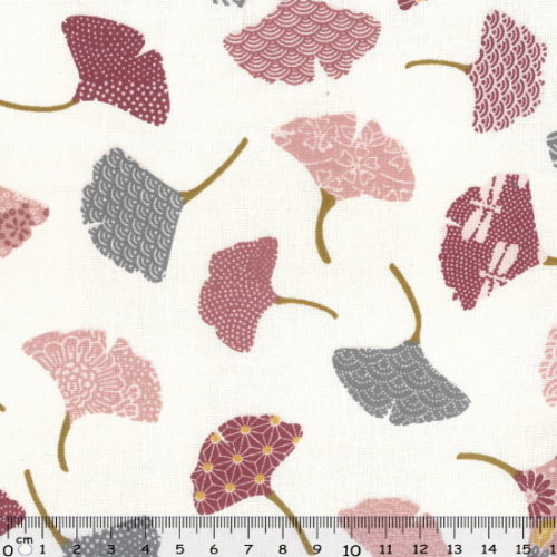 Tecido Algodão Ginkgo Ivore/Rosa 1,60Mts.